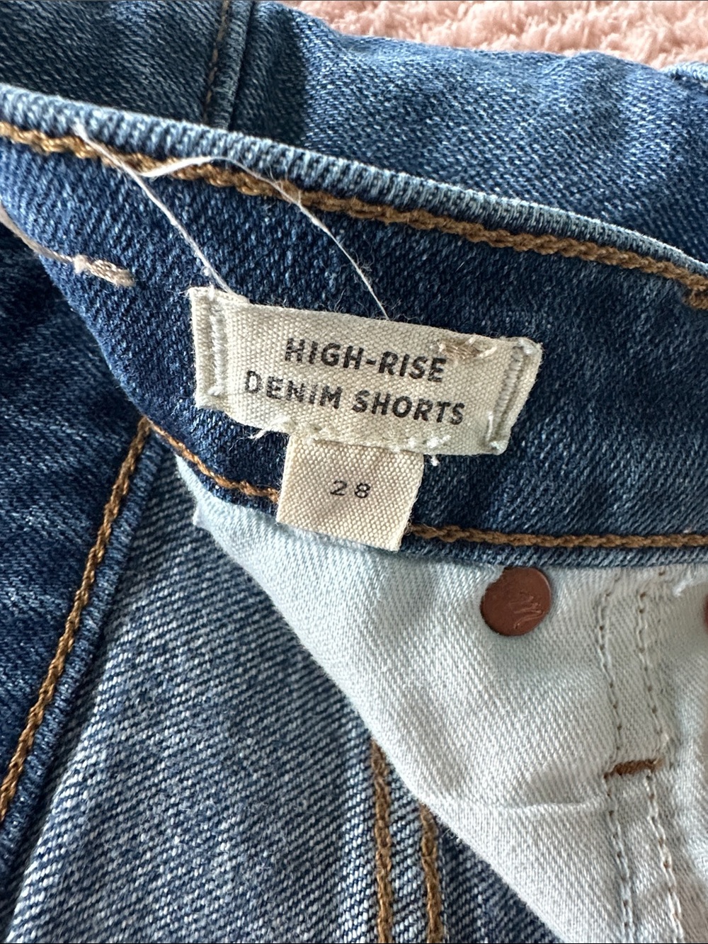 Madewell Blue High-Rise Frayed Hem Denim Shorts - Picture 3 of 4